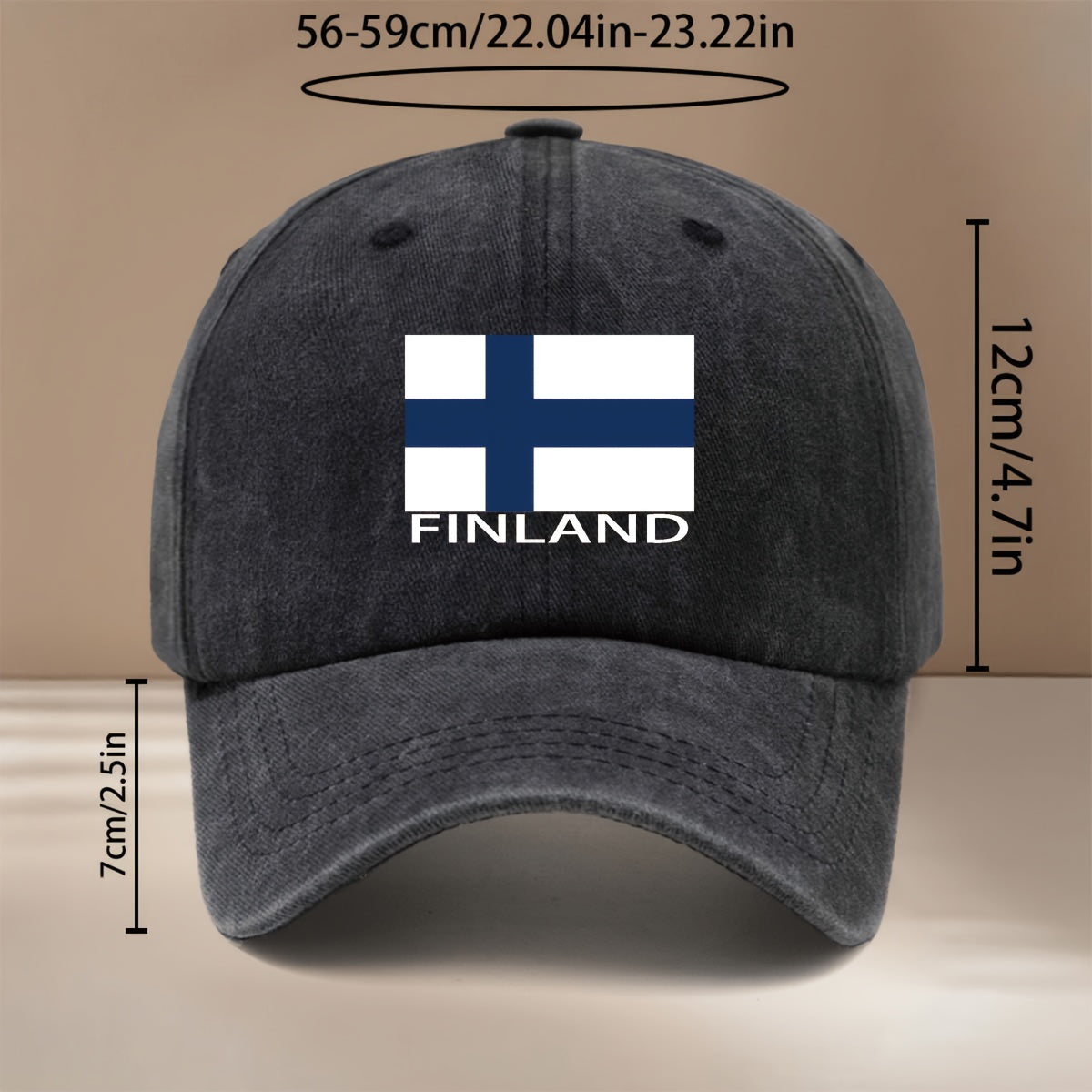 FINLAND Text Flag Print Pattern Baseball Cap, Relaxed Fit Duckbill Cap, Lightweight Textured Casual Hat, Simple and Stylish Hip-Hop Hat, Unisex Six-Panel Cap, for Vacation, Travel, Dinner Parties, Camping, Pair with Curved Brim Hat, Suitable for All