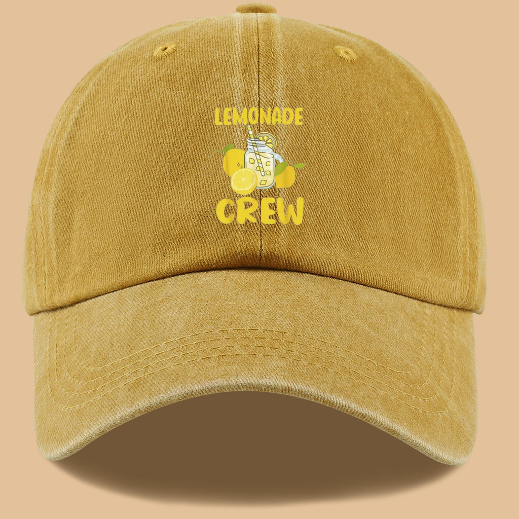 1pc Lemon-Themed "LEMONADE CREW" Printed Baseball Cap, Fresh Summer Style Sun Hat, Fashionable And Fun Design, Unisex Duckbill Cap, Adjustable Size, Casual Outing Sun Hat, Bestie Gathering Bestie Hat, Couple Date Couple Hat, Suitable for Picnics