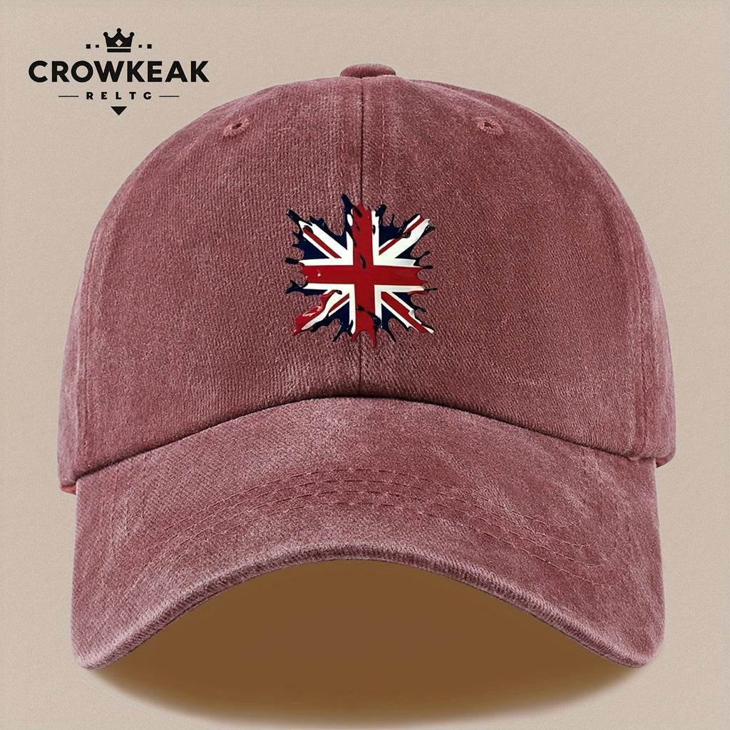 A Lightweight And Breathable Baseball Cap Featuring a "Union Jack" Pattern, Suitable for Both Men And Women. This Vintage-Style Dad Hat Is Adjustable And Perfect for Outdoor Activities Like Truck Driving, Graduation, Beach Outings, Sports, Hiking