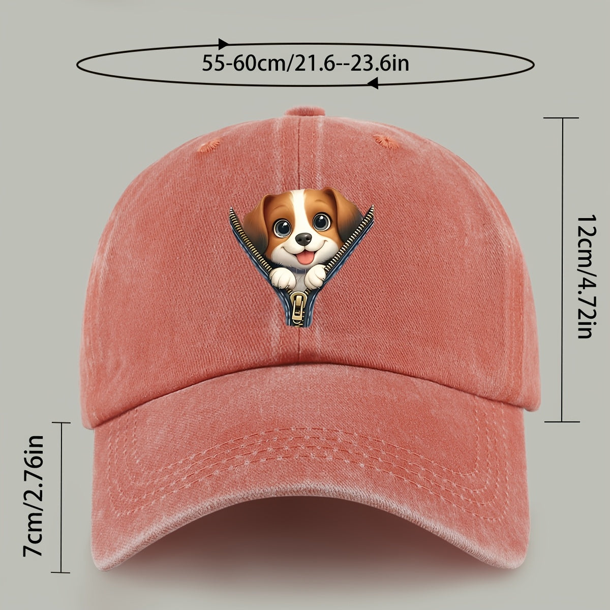 1pc Cute Playful Dog Pattern Design Printed Baseball Cap, Ideal Gift for Dog Lovers, Lightweight Comfortable And Breathable, Adjustable Size, Black PAPA Truck Driver Retro Dad Hat, Mom'S Beach Vacation Sun Hat, Youth Couple Outdoor Skate Cap