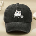 Cute Cat Paw & Heartbeat Print Baseball Cap for Men & Women - Vintage Retro Hat with Paw Print, Machine Washable, Adjustable Pull String Closure, Suitable for Casual Streetwear, Gifts for Cat Lovers