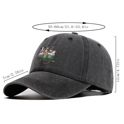 1pc Farm Animal Fun Cartoon Print Baseball Cap, Comfortable Breathable Sun Hat, Fashionable Cute Aesthetic Unisex Cap, Adjustable Size, Travel Hat, Pastoral Style Casual Hat, Suitable for Outdoor Picking, Farm Tour, Picnic, Dog Walking