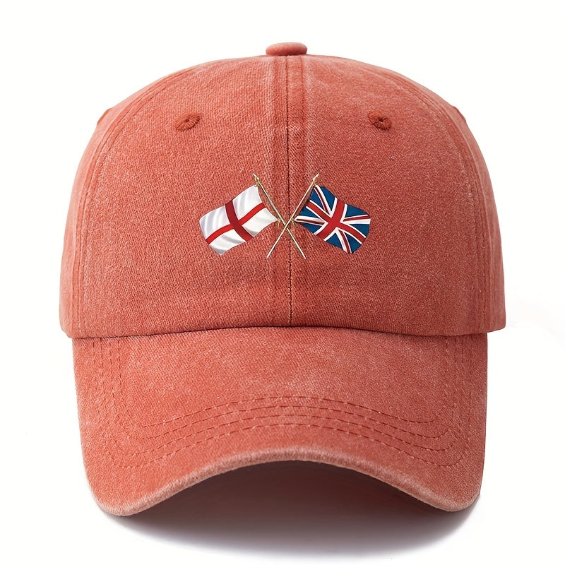 Stylish And Adaptable Printed Baseball Cap Featuring The England Union Jack, a Classic Retro Lightweight Hat Ideal for Truck Drivers