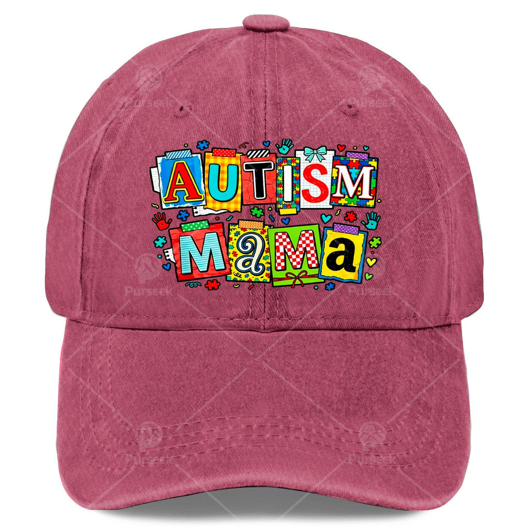 Unisex Baseball for Proud Moms Featuring Autism Awareness Patchwork Puzzle Art