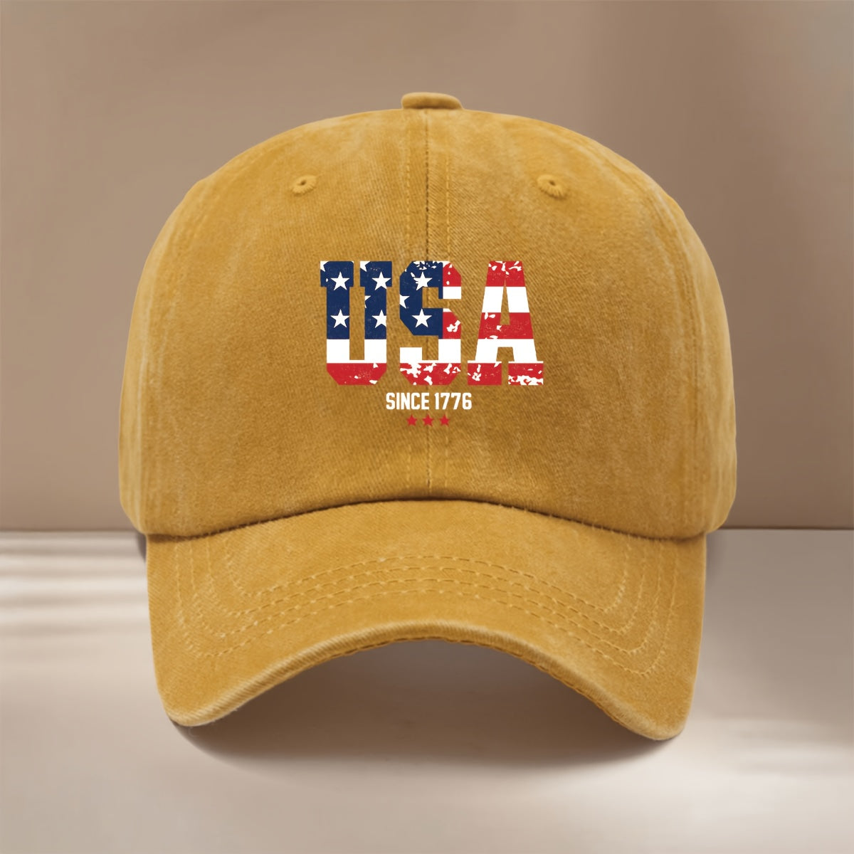 A Comfortable And Lightweight Baseball Cap Featuring The Text 'USA1776', Designed in a Trendy Hip-Hop Style with a Textured Feel. This Unisex Curved-Brim Cap Is Adjustable in Size, Made of Six Panels