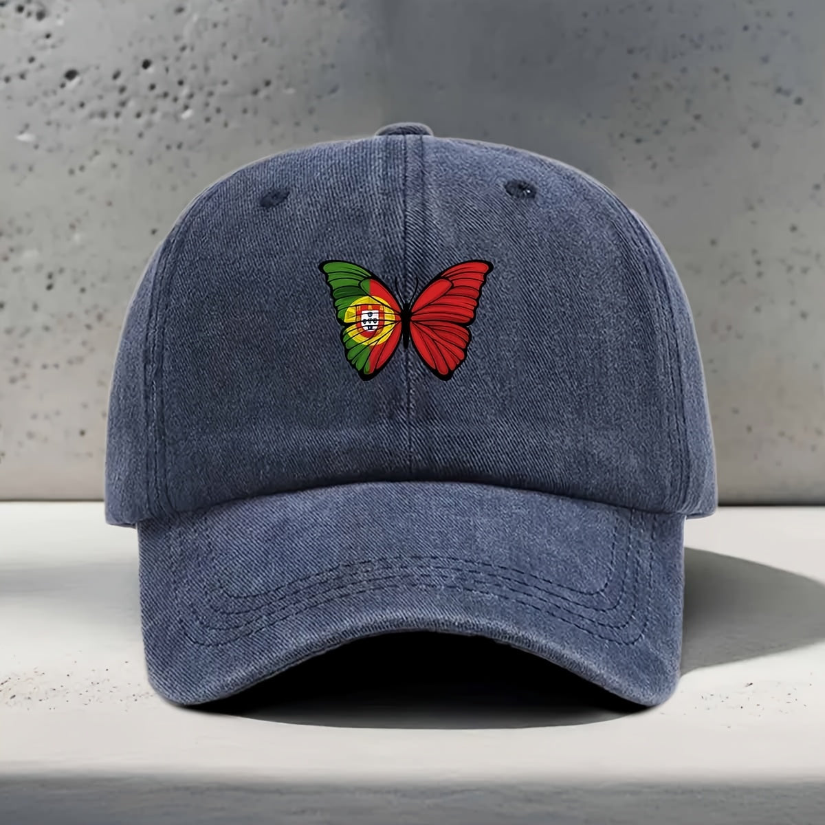 Women'S Baseball Cap Portuguese Flag Element Butterfly Print Classic Trendy Fashion Easy Unisex Dad Hat Travel Vacation Outdoor Sports Multi-Scene Matching Curved Brim Style Casual Lightweight Comfortable Non-Constricting Soft Top Hat