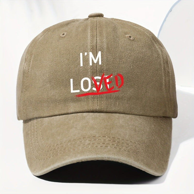 Unisex IM LOVED Letter Print Washed Vintage Baseball Cap Fashion Men Women Sun Hat Adjustable Size Trucker Cap Suitable for All Seasons Daily Wear