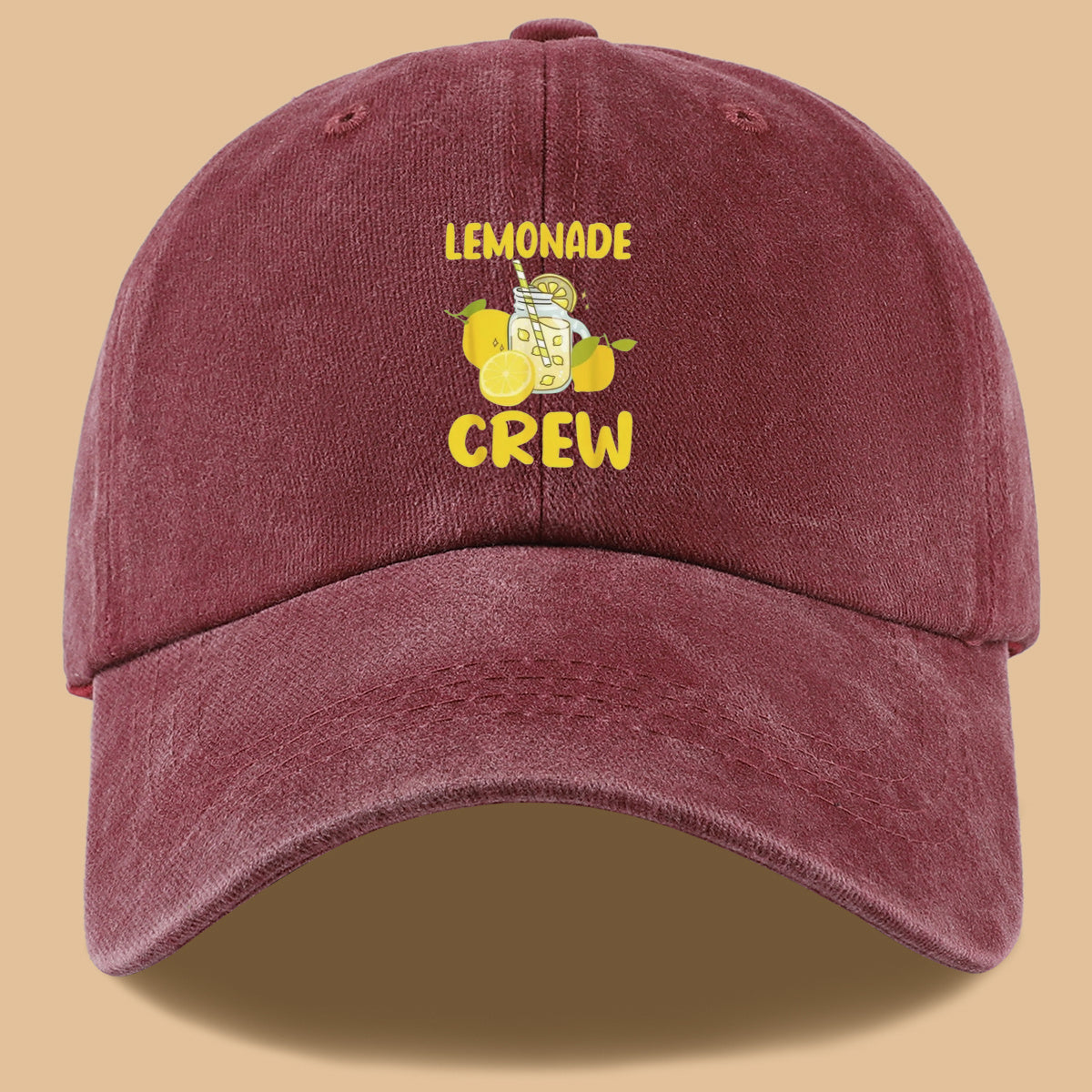 1pc Lemon-Themed "LEMONADE CREW" Printed Baseball Cap, Fresh Summer Style Sun Hat, Fashionable And Fun Design, Unisex Duckbill Cap, Adjustable Size, Casual Outing Sun Hat, Bestie Gathering Bestie Hat, Couple Date Couple Hat, Suitable for Picnics