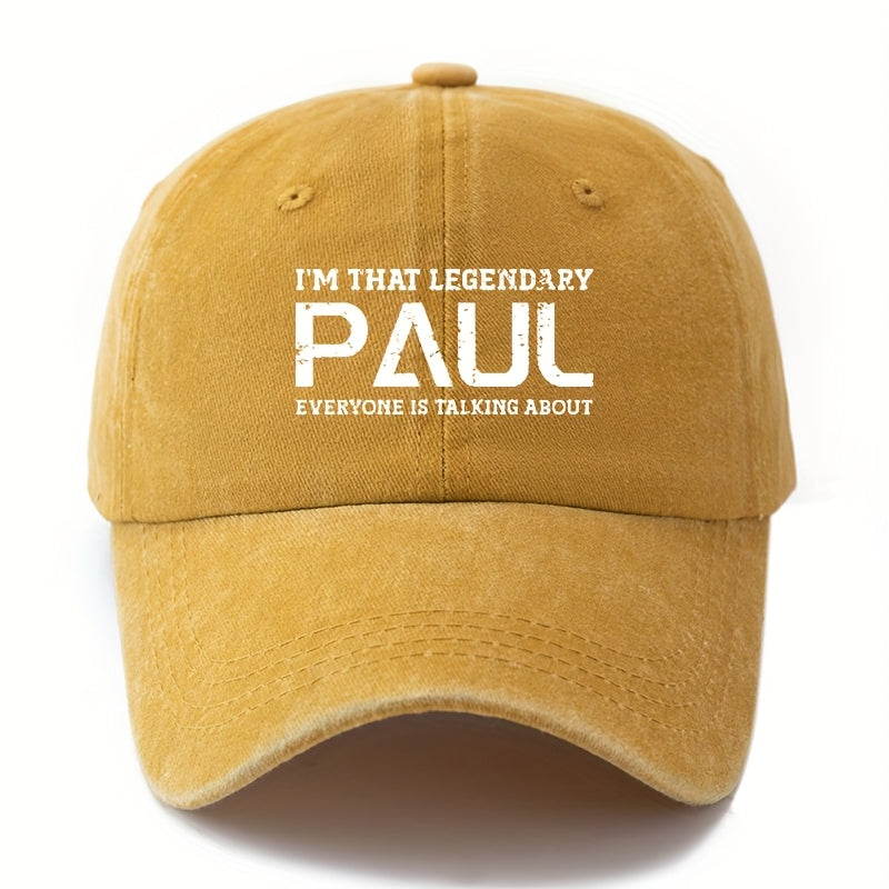 LEGENDARY PAUL" Baseball Cap - Men's Classic  Washed Hat, Outdoor Fishing Trucker Cap