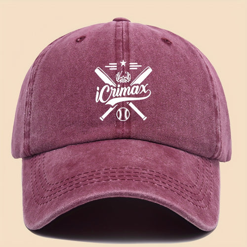1pc "Icrimax Logo" Washed Baseball Cap - Unisex Adjustable Sun Hat, Suitable for Outdoor Adventures, Travel, And Parties| Breathable And Casual Style, It'S The Perfect Gift for Dads, Couples, And Young People (Unisex)