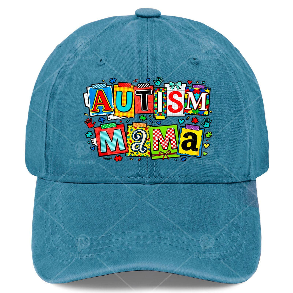 Unisex Baseball for Proud Moms Featuring Autism Awareness Patchwork Puzzle Art