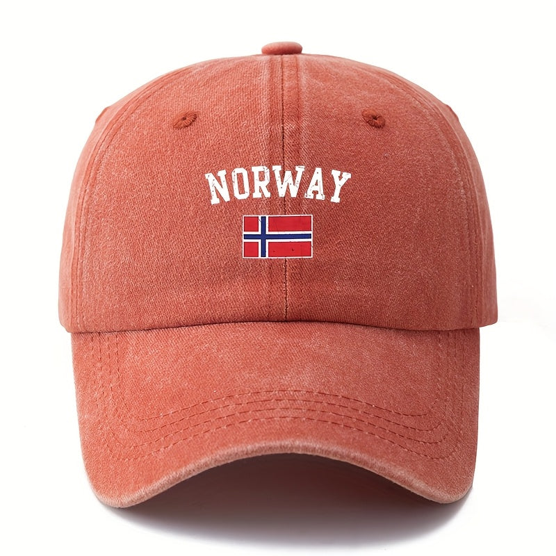 Unisex Norwegian Flag & NORWAY Lettering Vintage Cap - Norway Pride Outdoor Travel Hat, Lightweight Curved Brim, Hand Washable Black Norwegian Flag for &, Casual Wear Accessory (Norwegian Flag)
