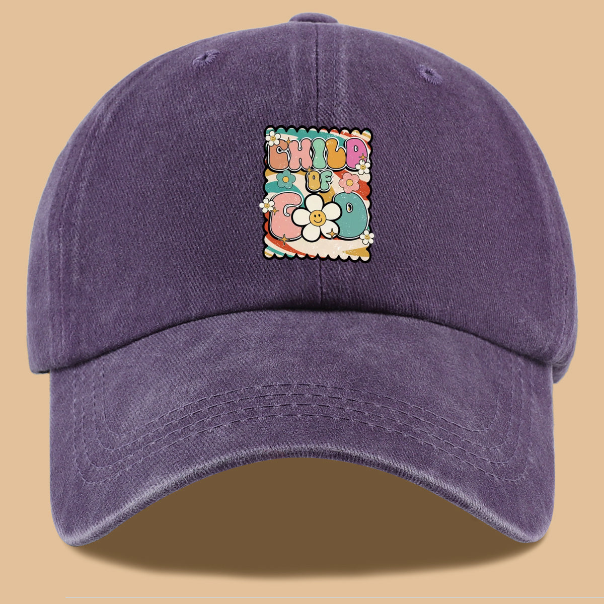 1pc "CHILD OF GOD" Vintage Fun Floral Print Baseball Cap, Comfortable and Breathable Sun Hat, Stylish, Colorful, and Beautiful, Unisex Adjustable Baseball Cap, Casual Street Fashion Hat, Outdoor Sun Hat for Sunbathing, Suitable for Daily Outings