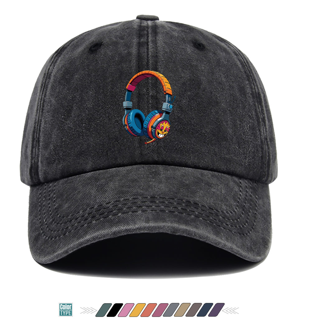 1pc Cartoon Fun Earphone Print Baseball Cap, Fashion Trendy Hip-Hop Hat, Unisex Adjustable Duckbill Cap, Comfortable Breathable Sun Hat, Street Style Essential for Music Festivals, Street Dance, Skateboarding, Casual Outings, Outfit, Parties