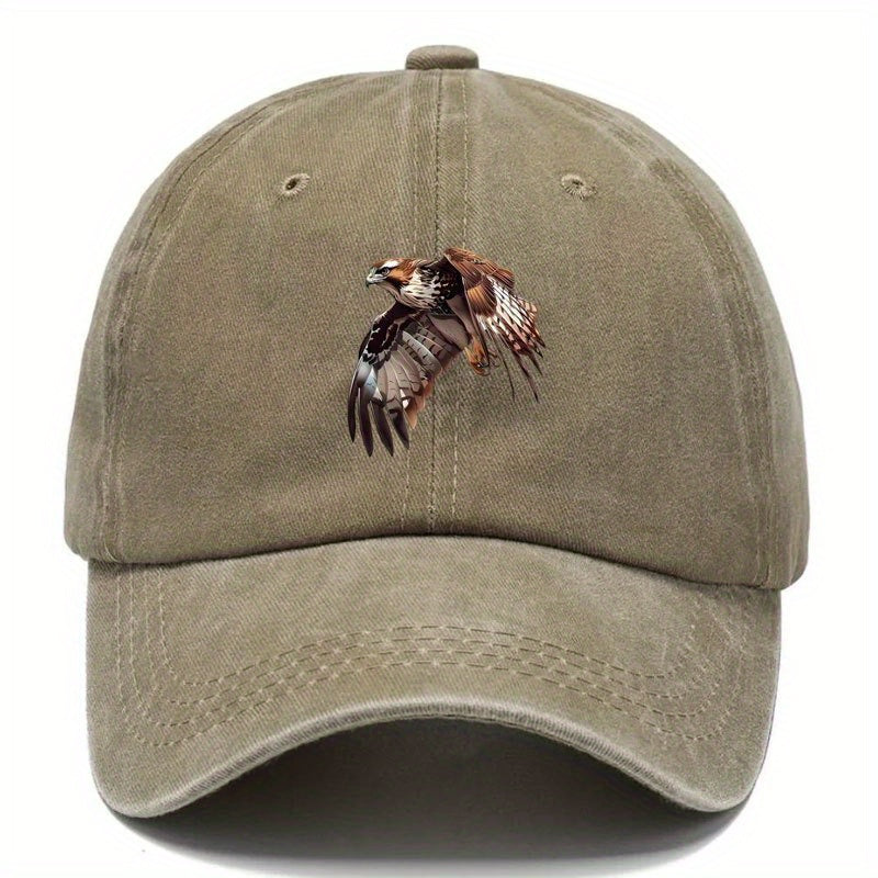 Men's Adjustable Eagle Baseball Cap - Black Street-style Printed Snapback with Eagle Design, Adjustable Strap, Durable and Easy-care Bonded Fiber, Ideal for Casual and Outdoor Activities, Making a Bold Urban Fashion Statement. Features Trendy Design