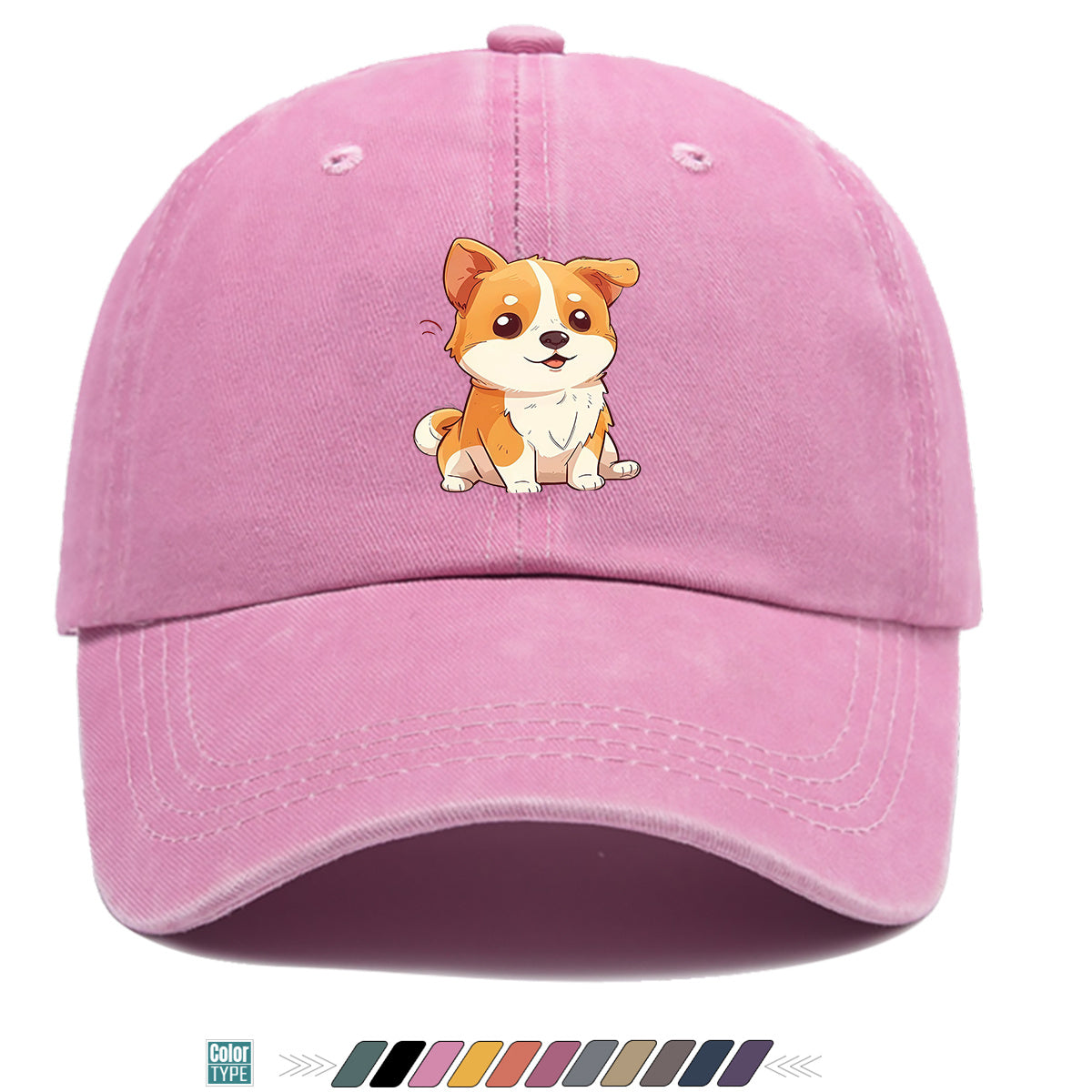 1pc Corgi Print Baseball Cap Suitable for Daily Outfits, Outdoor Activities & Gifts - Adjustable Snapback Hat with Corgi Dog Pattern, Unisex for Men & Women, Corgi-Themed, Park Strolls, Casual Wear (Cute Corgi)