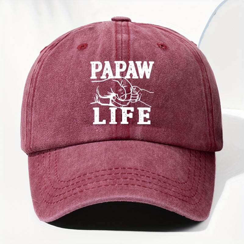 Unisex "PAPAW LIFE" Letter Print Washed Vintage Baseball Cap, Fashionable Sun Outdoor Hat for Men and Women, Adjustable Fit Trucker Hat Suitable for All Seasons and Daily Wear