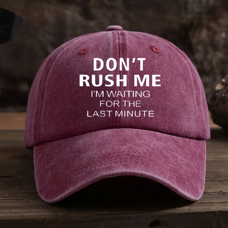 Men's Vintage Adhesive Baseball Cap| Adjustable and Hand Washable| "Stop Rushing Me, I'm Waiting for the Last Moment."| Sports Outdoor Hat with a Curved Brim|Durable and Stylish, Suitable for Casual Wear