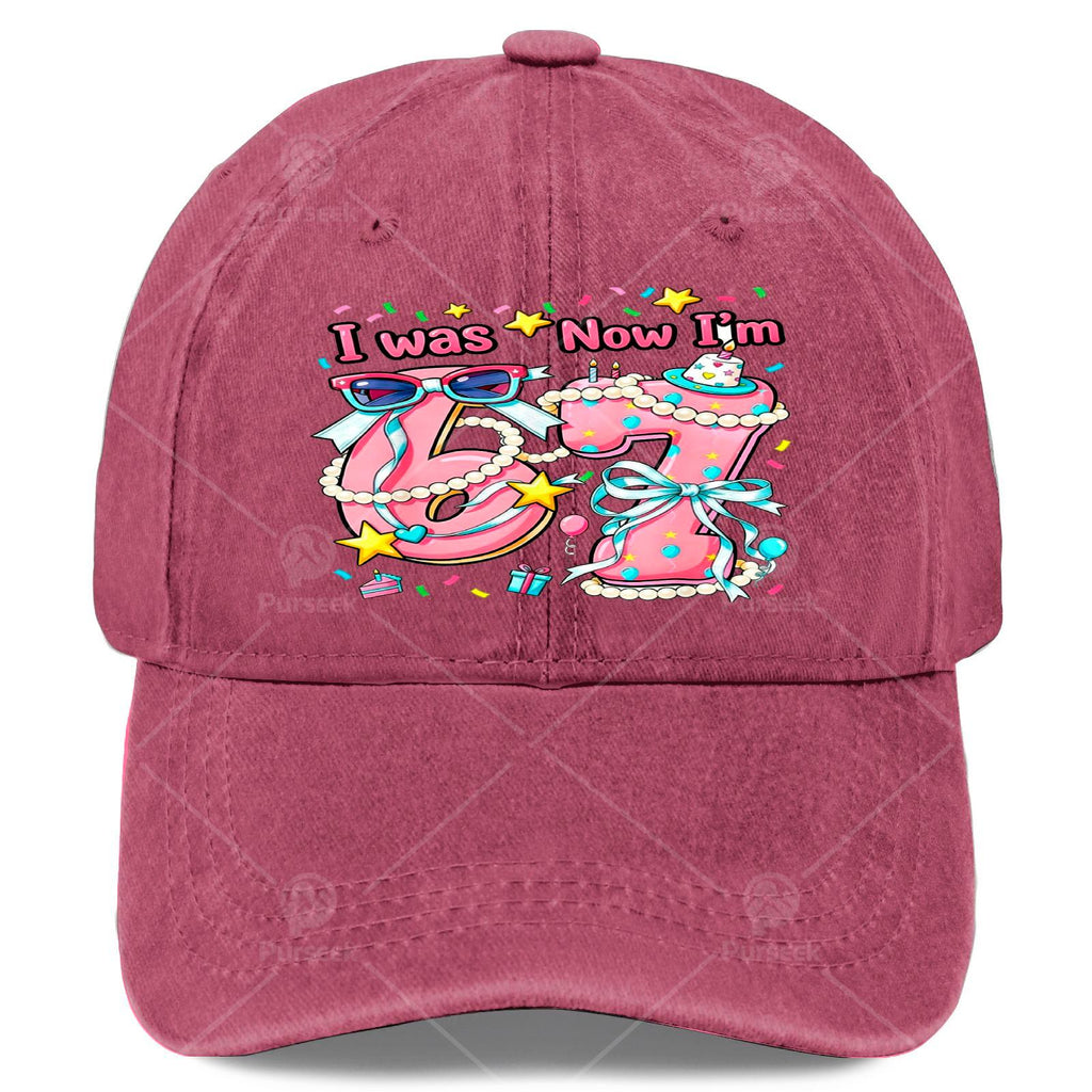 7th Birthday Girl I Was 6 Now Im 7 Year Old Girls Baseball Hat Unisex