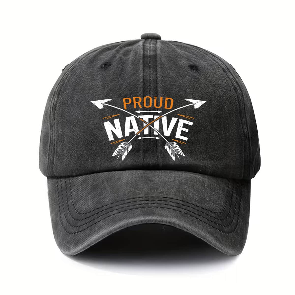 A Vintage Native American Indian Arrow Print Baseball Cap - Adjustable and Unisex, Featuring Proud Native American Totems, Suitable for Everyday Casual and Outdoor Wear. The Arrow Pattern Design Also Makes It a Great Gift Option