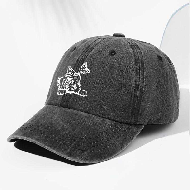 Unisex Animal Print Washed Vintage Baseball Cap, Fashionable Sun Outdoor Hat for Men and Women, Adjustable Trucker Hat Suitable for All Seasons and Daily Wear