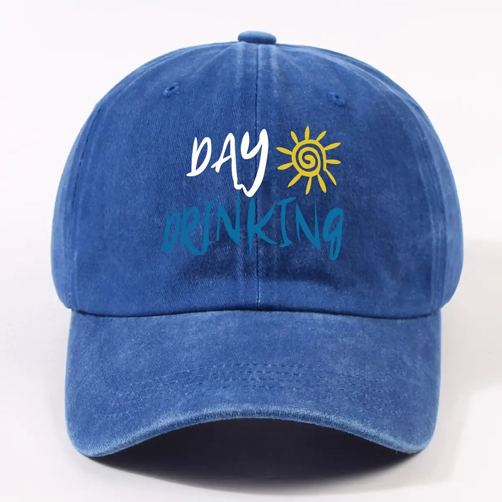 Retro Worn-Out Baseball Cap Featuring a "Daily Drink" Sun Design - Adjustable, Lightweight, Unisex Outdoor Hat Ideal for Biking, Everyday Use, And Festive Gatherings - Available in Various Colors (Black, Dark Gray, Pink, Military Green, Etc.)