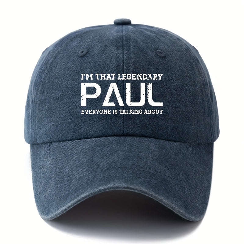LEGENDARY PAUL" Baseball Cap - Men's Classic  Washed Hat, Outdoor Fishing Trucker Cap