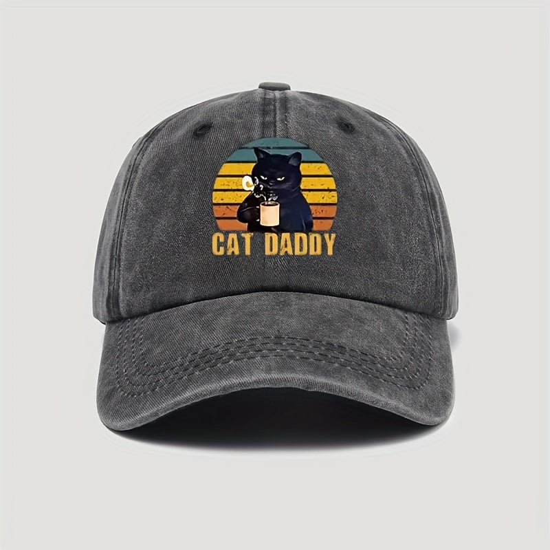 COFFE CAT DADDY Rainbow Pattern Print Adjustable Washed Men'S Baseball Cap Outdoor Fishing Dad Hat