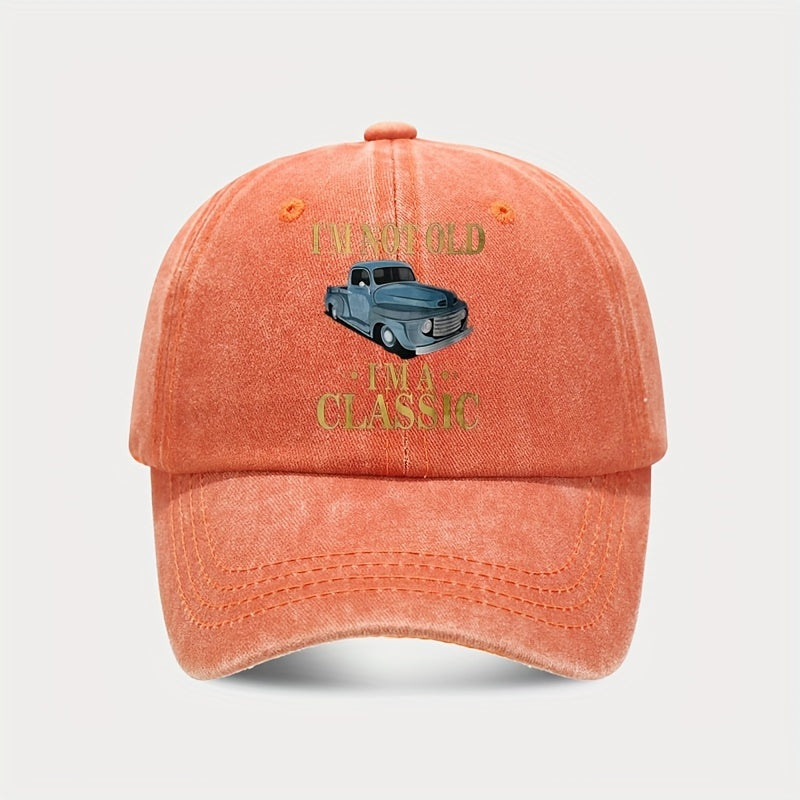 [I'M Not Old] Floral Men'S Washed Baseball Cap, Vintage Style Fashion Adjustable Outdoor Casual Sports Hat