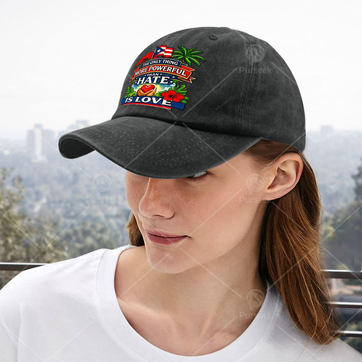 The Only Thing More Powerful Than Hate Is Love Flag Retros Baseball Hat Unisex