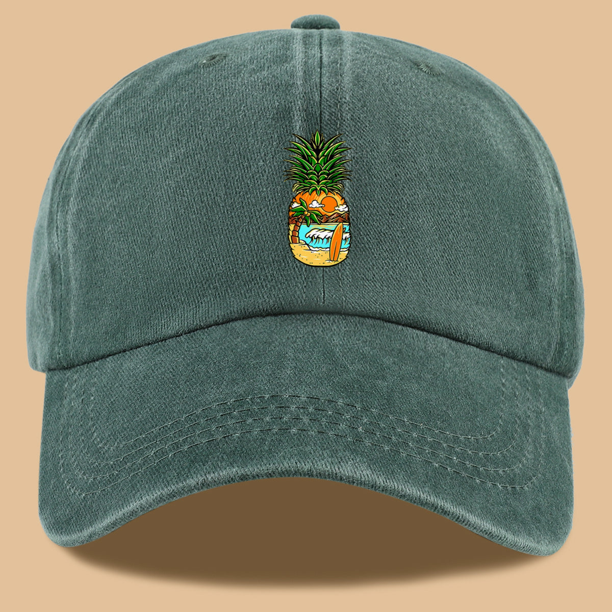 1pc Pineapple Print Trucker Hat - Adjustable Unisex Baseball Cap with Pineapple & Beach Scenery Design, Breathable Suitable for Outdoor, Vacations, Parties, Daily Wear - Suitable for Men and Women, Ideal Gift for Beach Lovers