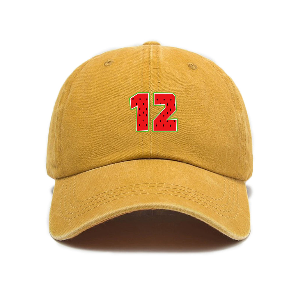 1 Washed Distressed Printed Baseball Cap for Adults, Simple Number 12 Print, Washed Distressed Soft Top Sun Baseball Cap, Unisex Versatile Baseball Cap