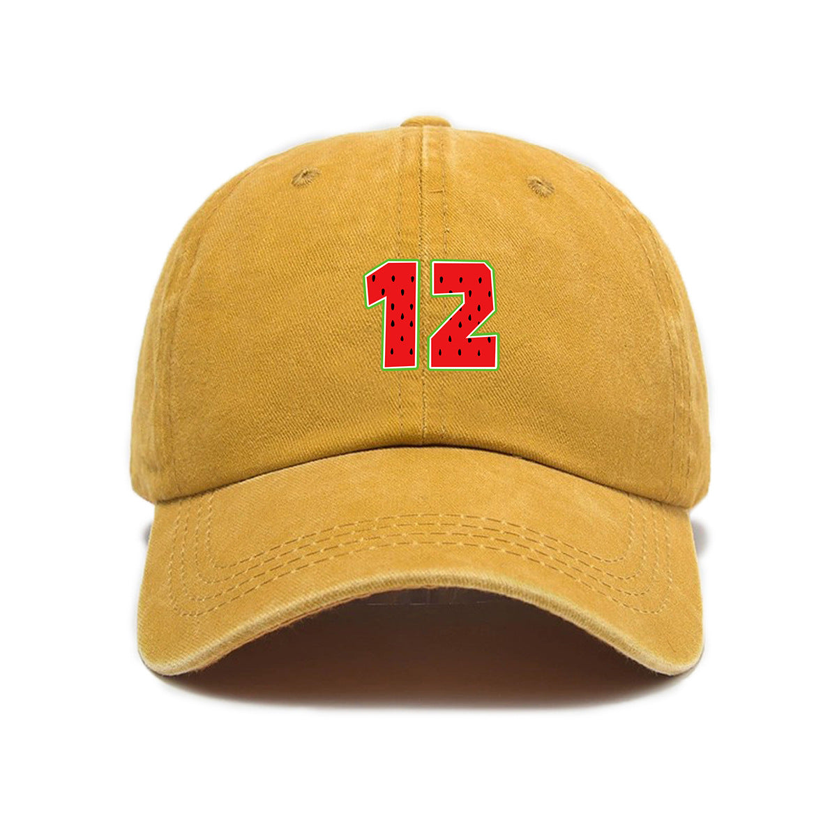1 Washed Distressed Printed Baseball Cap for Adults, Simple Number 12 Print, Washed Distressed Soft Top Sun Baseball Cap, Unisex Versatile Baseball Cap