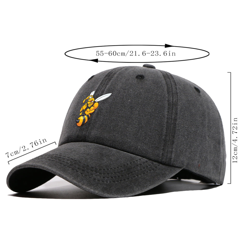1pc Muscle Bee Cartoon Print Baseball Cap, Trendy Individual Sun Hat, Fashionable Street Hip-Hop Style Unisex Adjustable Duckbill Cap, Essential for Outings, Outdoor Camping Sun Hat, Sports Fitness Trendy Hat, Bestie Couple Matching Hat
