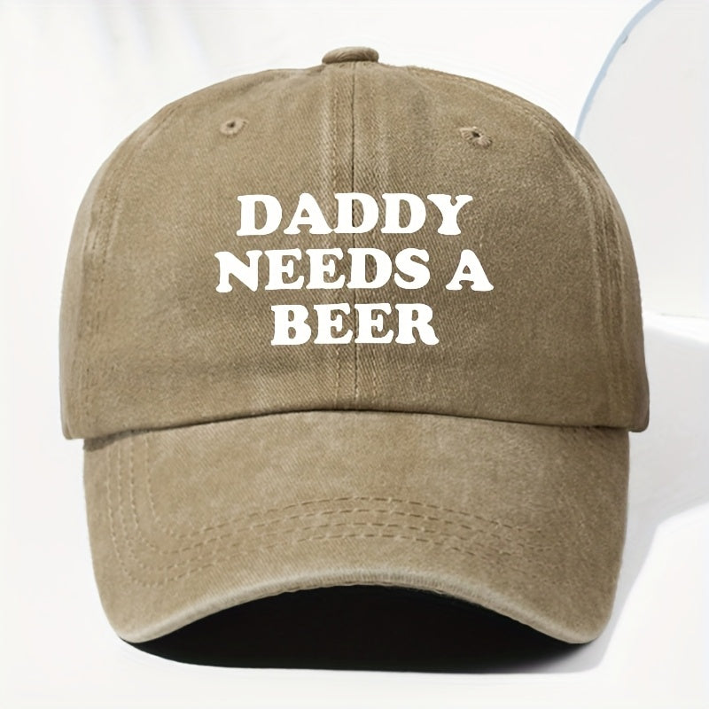 Men' & Women' "Dad Needs Beer" Print Vintage Washed Trucker Hat - Adjustable Lightweight Baseball Cap Suitable for All Seasons Outdoor Casual, Funny Humorous Gift for Dad, Beer Lovers, Daily Headwear (Black/Dark Gray)
