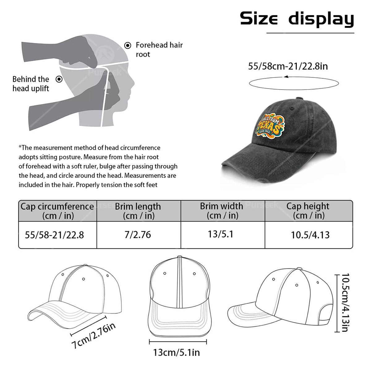 Vintage Texas Cowgirl Baseball Cap - Lightweight Retro Hat with Iconic Texas Print, Round Top Design & Closure, Suitable for Games, 4th of, Christmas Gifts, Machine Washable for Pride, Themed Outfits