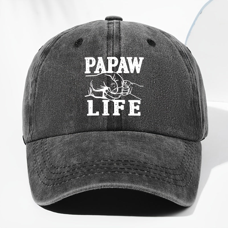 Unisex "PAPAW LIFE" Letter Print Washed Vintage Baseball Cap, Fashionable Sun Outdoor Hat for Men and Women, Adjustable Fit Trucker Hat Suitable for All Seasons and Daily Wear