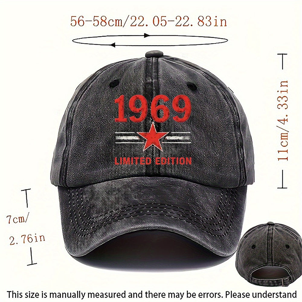 1 Vintage 1969 Baseball Cap - Adjustable Dad Hat with Red '69' Print, Olive Green Vintage Sports Hat, for Men And Women, Gym, Golf, Casual Wear - Limited Edition Vintage Hat Gift Idea, Golf Additions, Classic Design, Durable Construction