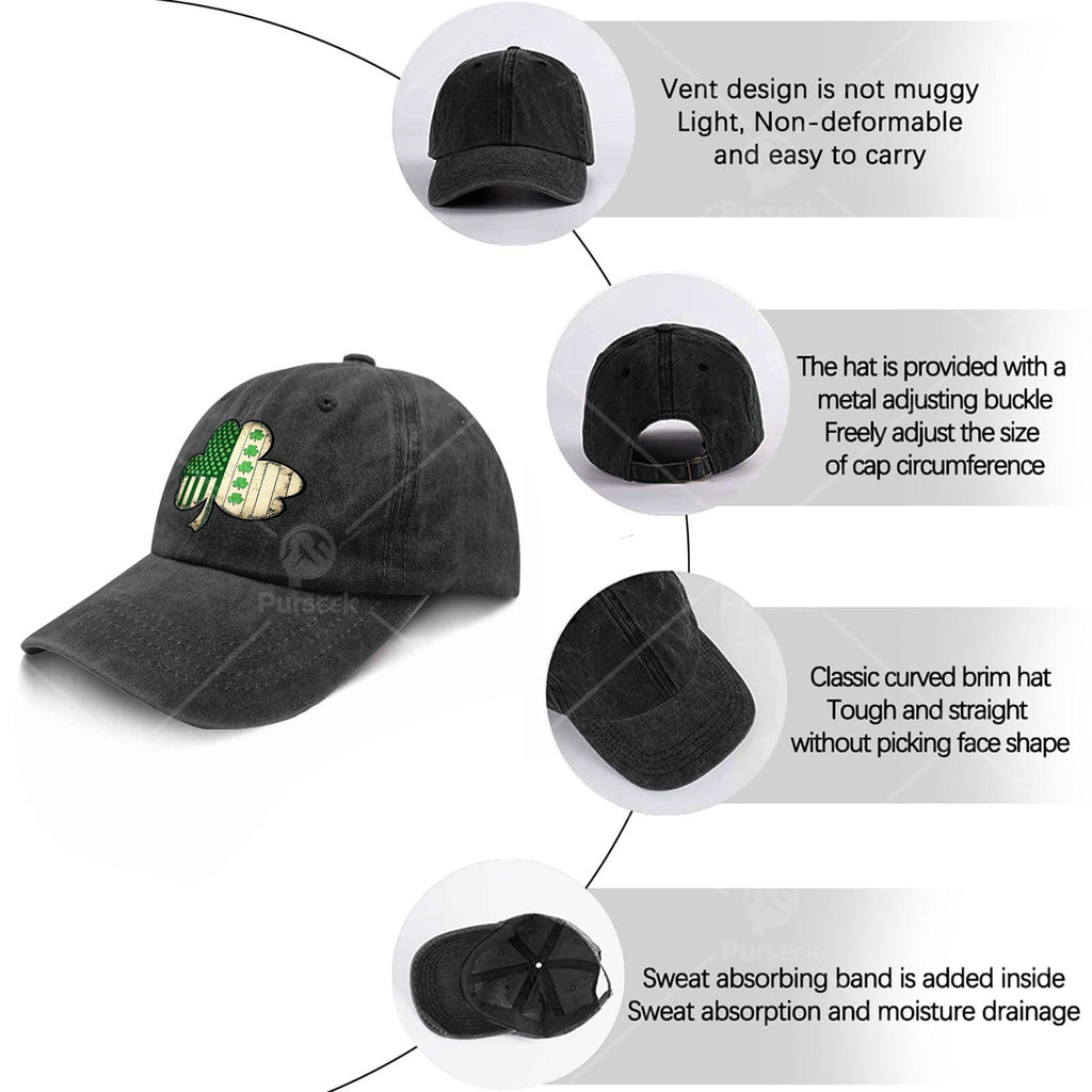 US American Flag with Shamrocks for St Patricks Day Baseball Hat Unisex