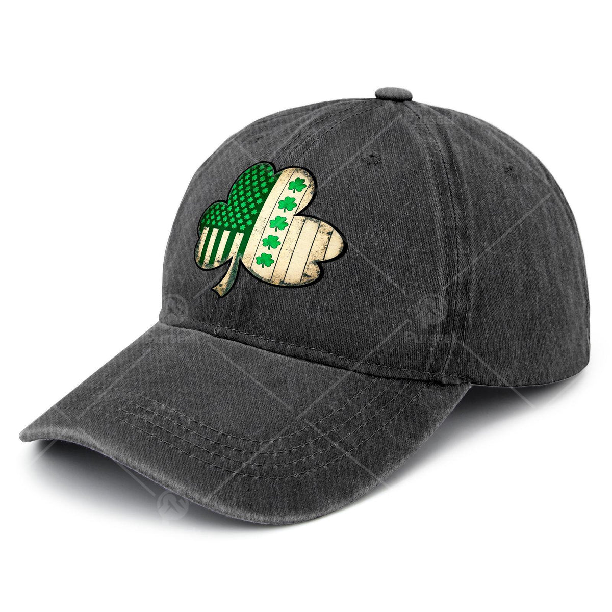 US American Flag with Shamrocks for St Patricks Day Baseball Hat Unisex