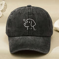 Men & Women' Black Baseball Cap with Embroidered Dog Outline & Heart - Adjustable Closure, Machine Washable Suitable for Casual Streetwear, Gifts for Pet Lovers, Cap for Casual Attire