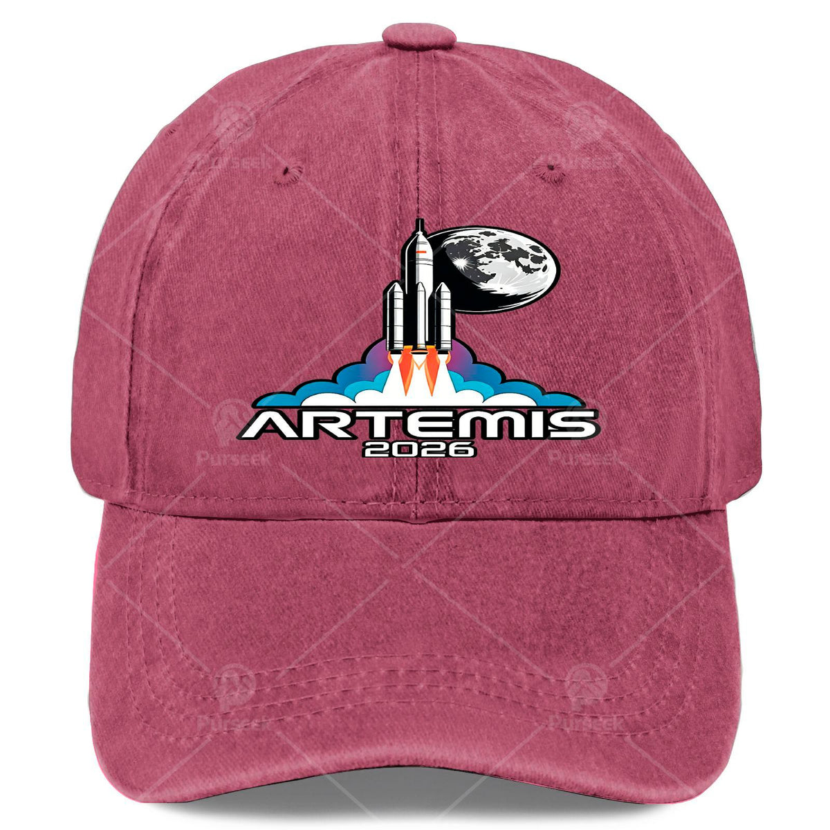 Unisex Aesthetic Baseball Cap Featuring a Washed And Distressed Design Inspired by The Artemis Moon Launch