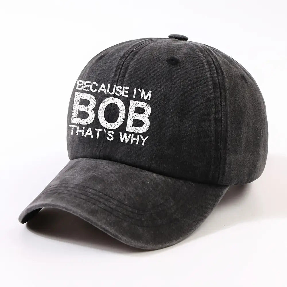 1 Fashion BOB Letter Embroidered Trendy Baseball Cap Unisex Outdoor Adjustable Dad Hat Street Cycling Face Slimming Versatile Curved Brim Baseball Cap