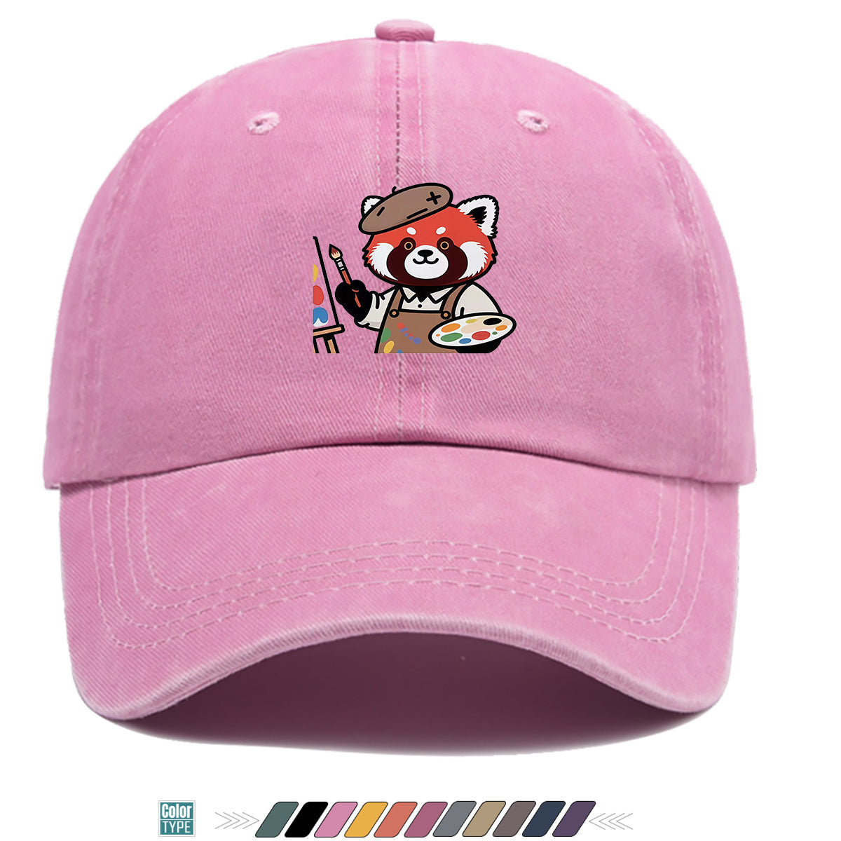 1pc Little Panda Painter Cap - Cute Panda & Brush Print Baseball Hat, Adjustable Duckbill Suitable for Outdoor Sketching, Museum Visits, Travel - Unisex for Men & Women, Creative Gift for Artists,, Birthday Present