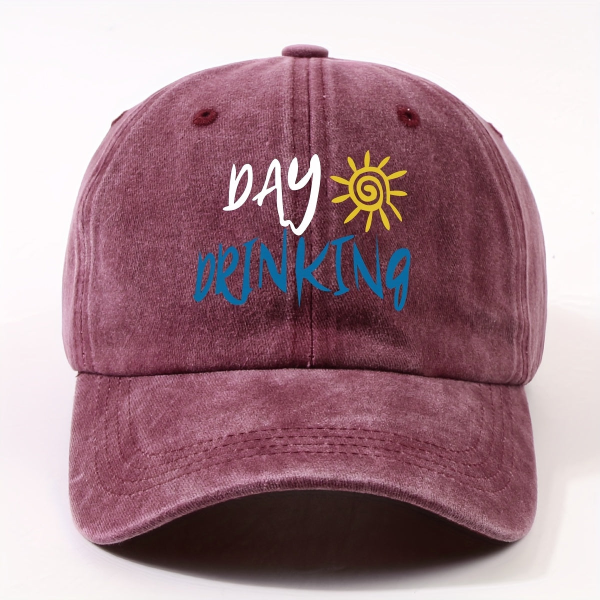 Retro Worn-Out Baseball Cap Featuring a "Daily Drink" Sun Design - Adjustable, Lightweight, Unisex Outdoor Hat Ideal for Biking, Everyday Use, And Festive Gatherings - Available in Various Colors (Black, Dark Gray, Pink, Military Green, Etc.)