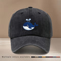 This Is a Baseball Cap with a Whale Spouting Water Graphic Print. It Is a , Lightweight, and Adjustable Casual Hat Suitable for Both Men and Women. This Stylish and Trendy Snapback Cap Is Perfect for Outdoor Sports, Dinners, Camping, and Other