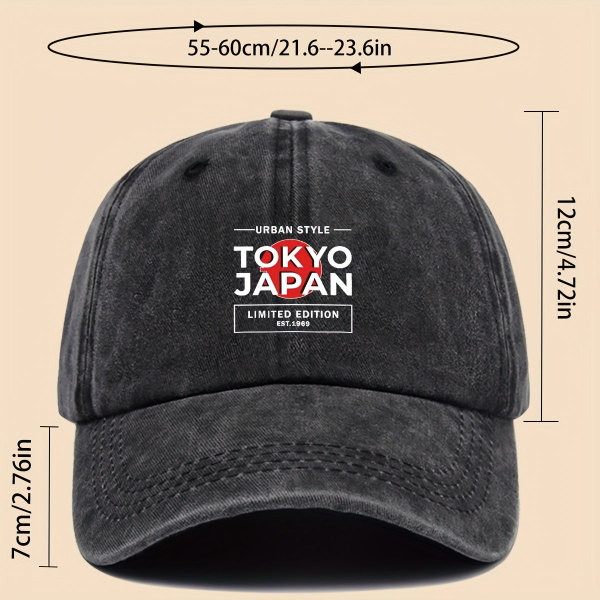1pc Tokyo Japan City Style Printed Baseball Cap Unisex Printed Design Solid Color Easy Retro Curved Brim Dad Hat Adjustable Size Four Seasons Sun Hat Suitable for Cycling, Fishing, Hunting Teen Couple Skateboard Hat Ideal Gift for Birthday Festival