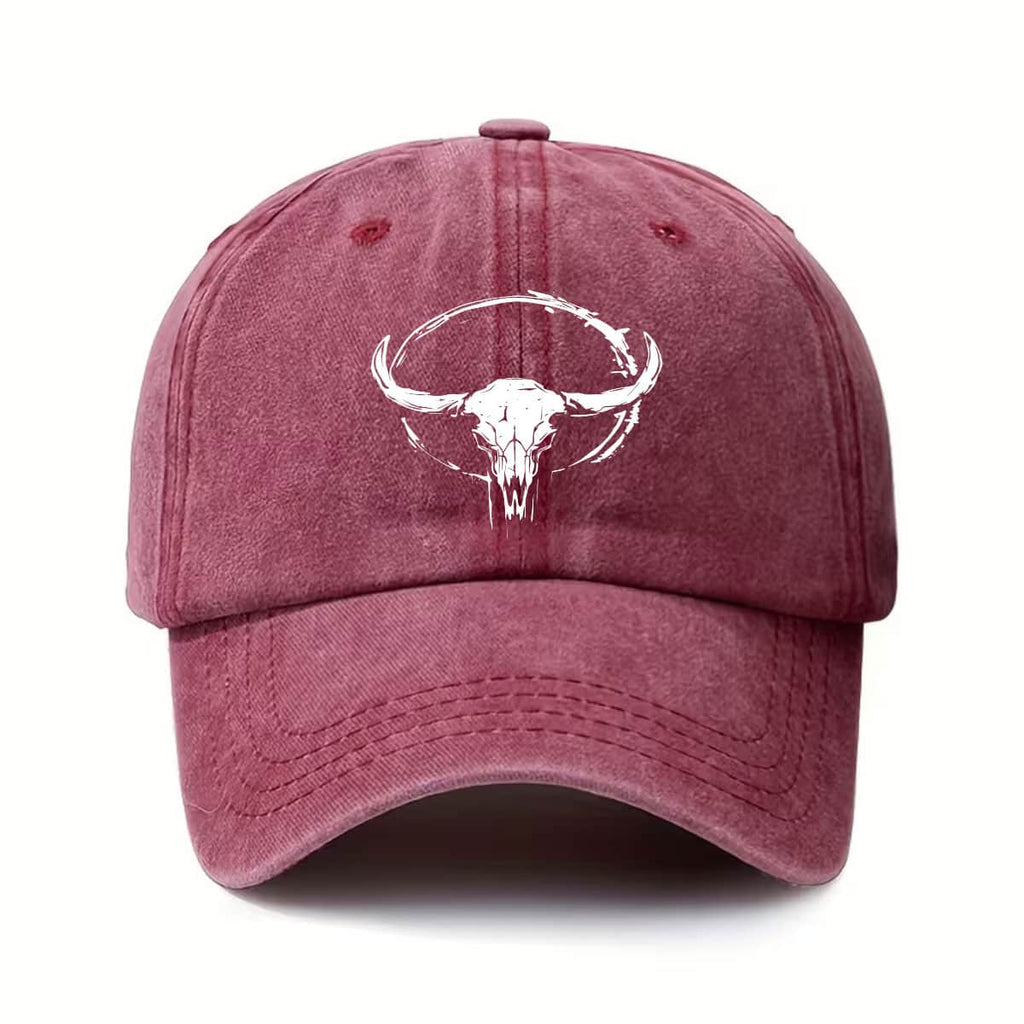 Cow Head Print Baseball Cap, Unisex Vintage Washed Grunge Style, Adjustable Cow Head Pattern, Suitable for Outdoor Leisure, Great for Gifting, Cow Head Design