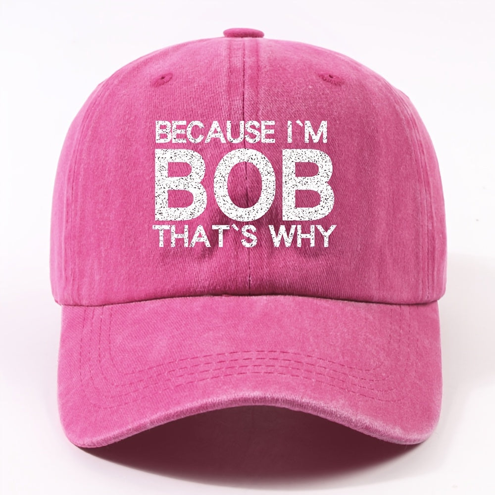 1 Fashion BOB Letter Embroidered Trendy Baseball Cap Unisex Outdoor Adjustable Dad Hat Street Cycling Face Slimming Versatile Curved Brim Baseball Cap