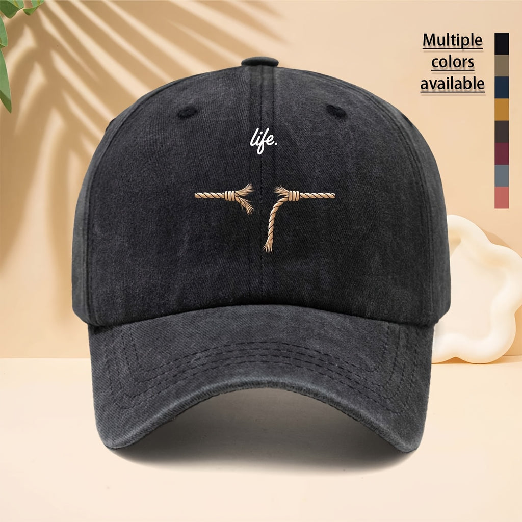 Men' & Women' Adjustable Snapback Cap with Life Knot - Modern Minimalist Curved Brim Trucker Hat, Soft Top Suitable for Walking, Parties, Travel, Casual Wear - Unisex for All- Outdoor, Hip-Hop, and Daily Use (Neutral Style)